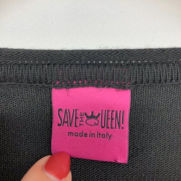 Save The Queen Black and White Crew Neck Sweater - Picture 4 of 9